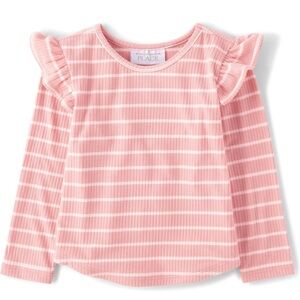 The Children's Place Pink and White Striped Long Sleeve Tee